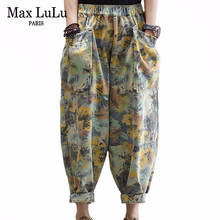 Max LuLu 2020 Fashion Spring Ladies Loose Floral Jeans Womens Casual Printed Denim Trousers Female Vintage Harem Pants Plus Size 2024 - buy cheap