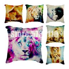 cushion pillowcase tiger and lion face pillow cover linen/cotton sofa cushion cover home decorative Throw pillows 45*45cm 2024 - buy cheap