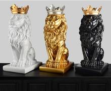 Decoração artesanal coroa de ouro estátua de leão decorações de natal para casa escultura acessórios de decoração presente 2024 - compre barato