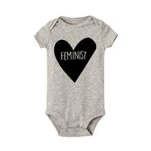 Baby Rompers 2019 Funny Baby Boy Girl Clothing Feminist Heart Letter Print Short Sleeve Cotton Baby Body Cute Onesie 2024 - buy cheap