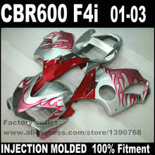 Replace parts for HONDA CBR 600 F4i fairings red flames in silver 2001 2002 2003 CBR600 f4i 01 02 03 fairing kit  CZ1 2024 - buy cheap