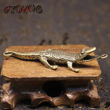 Copper Crocodile Mininature Figurines Mini Home Desk Decorations Car Key Chains Pendant Brass Office Decor Statues Holiday Gifts 2024 - buy cheap