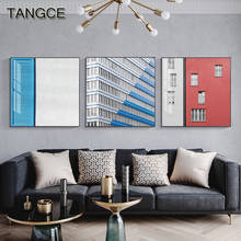 Estilo nórdico azul branco cartaz de parede moda pintura da lona moderna arte da parede imagem para sala estar abstrato cartaz e impressão 2024 - compre barato