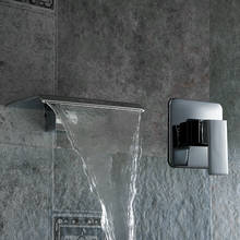 Grifo de lavabo de cascada montado en la pared, mezclador de baño cromado pulido, agua caliente y fría, envío gratis 2024 - compra barato