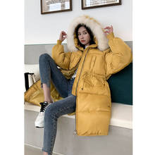 Parkas de Invierno para mujer, abrigo de algodón grueso cálido, chaqueta de talla grande, Cuello de piel holgado, abrigo largo de algodón, abrigo coreano con capucha, Parkas 2024 - compra barato