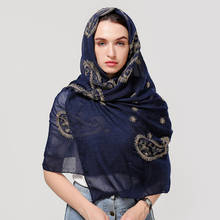 2019 liso bordado Floral viscosa bufanda chal de pañuelo indio estampado algodón bufandas y envolturas Foulards Sjaal musulmán Hijab 2024 - compra barato