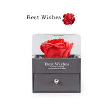 Bignosecervo caixa de joias com gaveta 3d, elegante caixa de anéis, anel de noivado e casamento, flor de rosa, caixas de presente para joias 2024 - compre barato