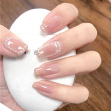 24PCS fake nails with glue sticker Pearl Mid-length Manicure patch removable full cover nails for girls 2024 - buy cheap