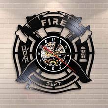 Fire & Rescue Fire Dept Sign Decoration Wall Clock Firefighter Vinyl Record Wall Clock Man Cave Firemen Decorative Clock Watch 2024 - buy cheap