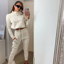 2 Piece Sets Womens New Fashion Elegant New High Neck Cropped Sports And Leisure Tight Pants Sweater Outfits Women Clothing Suit 2024 - buy cheap