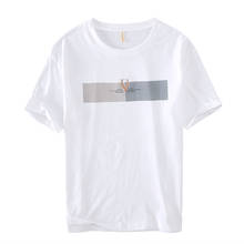 Camiseta de manga corta con estampado de letras para hombre, camisa informal de cuello redondo 100% de algodón puro, ropa estampada, novedad de verano 2021 2024 - compra barato