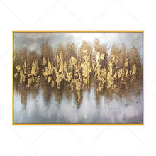 Pintura a óleo para decoração, arte de pintura a óleo, dourado, laranja, amarelo, branco, abstrato 2024 - compre barato