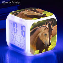 Lovers Horse Alarm Clock 7 Color Glowing LED Multifunction Digital Alarm Clock Kids room Night Light Electronic Watches Clock 2024 - buy cheap