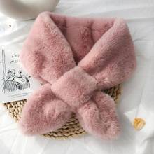 Winter Women Solid Color Thick Warm Faux Rabbit Fur Collar Cross Neck Scarf Wrap Cotton Shawl Woman Warm Necklaces Scarves Neck 2024 - buy cheap