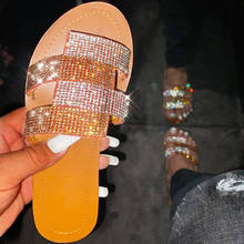 Zapatillas planas con diamantes de imitación para mujer, zapatos de playa ostentosos informales, talla grande, Hot35-41 de verano, 2020 2024 - compra barato