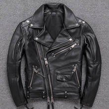 2020 Vintage Brown American Style Men Motorcycle Leather Jacket Plus Size 4XL Genuine Cowhide Slim Fit Biker Coat FREE SHIPPING 2024 - buy cheap