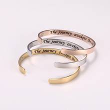 European and American Fashion Stainless Steel Bangle Lettering The Journey Awakens The Soul Letter Bracelet 2024 - buy cheap
