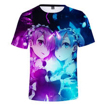 Re zero 3d impresso camiseta crianças meninos meninas anime rem e ram cosplay t camisa moda harajuku anime tshirt roupas de marca 2024 - compre barato