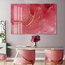 3 Panels Abstract Dark Pink Marble Artwork Canvas Paintings Stretched Posters Prints Wall Art Pictures Living Room Home Decor 2024 - buy cheap