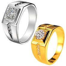 Anillo con incrustaciones de diamantes de imitación para hombre, sortija ancha para boda, regalo de joyería 2024 - compra barato