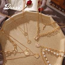 DAXI Pendant Chain Necklace Gold Necklaces For Women Chains Lock Layered Necklace Jewelry Aesthetic Thick perle Necklace 2024 - buy cheap