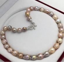 New AA12-13 mm real natural rainbow of south sea pearl necklace 19"Beautiful butterfly clasp no box 2024 - buy cheap