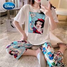 Disney-pantalones cortos de manga corta de Mickey para mujer, traje de servicio a la casa para estudiantes, con estampado de Blancanieves 2024 - compra barato