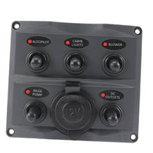 Waterproof 12-24V Car Boat Marine 5 Gang Toggle Switch Panel W/ Power Socket 2024 - buy cheap