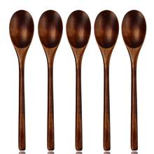 Spoons Wooden Soup Spoon 5 Pieces Eco Friendly Tableware Natural Ellipse Wooden Ladle Spoon Set for for Eating Mixing Stirring C 2024 - buy cheap
