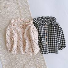 2021 Autumn infant girls pure cotton floral long sleeve shirts baby girls casual plaid shirt Tops clothes 0-2Y 2024 - buy cheap