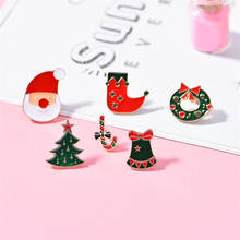 Santa Claus Cane Candy Bells Christmas Tree Cute Knitted Mini Hat Brooch Heart Enamel Pins Sweater Lapel Pins Friends Lover Gift 2024 - buy cheap