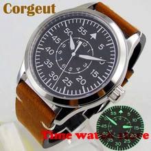 Hot Corgeut 42mm Original Japanese Miyota 8215 Men's Automatic Wristwatch Luminous Black Dial leather strap transprent caseback 2024 - buy cheap