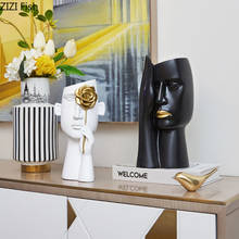 Minimalist Portrait Vases Resin Sculpture Black Human Head Vase Flower Pot Office Desk Decor Flower Arrangement Home Decoration 2024 - buy cheap