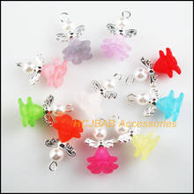 20Pcs Mixed Tiny Acrylic Angel Silver Plated Wings Charms Pendants 14x22mm 2024 - buy cheap