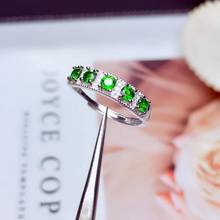 Женское кольцо из серебра 925 пробы, с натуральным зеленым диопсидом 2024 - купить недорого