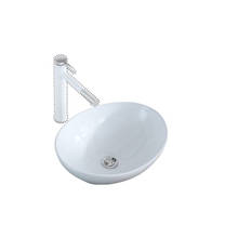 Bathroom Above Counter Egg Shape Oval Bowl Ceramic Vessel Vanity Sink Art Basin - White Porcelain - with Pop Up Drain Stopper 2024 - buy cheap