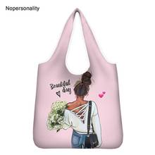 Nopersonality Reusable Shopping Bag Cute Super Mama Print Grocery Bags Folding Eco Friendly Shoulder Handbag Storage Bags 2024 - buy cheap
