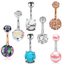 JUNLOPWY Belly Button Rings Surgical Stainless Steel Screw Piercing Barbell Body Jewelry 14G CZ Navel Belly Ring 70pcs 7 Styles 2024 - buy cheap