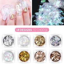 PinPai Irregular Glass Shiny Nail Art Glitter Foil Decoration For Nails Paillette Manicure Tips Sequins Set Nails Design Powder 2024 - buy cheap