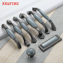 KK&FING European Blue Ceramic kitchen Cabinet Knobs and Handles Pearl gray Zinc Alloy Wardrobe Door Pulls Furniture Hardware 2024 - buy cheap