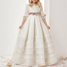 Ball Gown Princess Flower Girls Dresses Appliques with Beaded Stunning Cute Girls First Communion Dress White 2024 - buy cheap