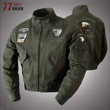 Jaquetas bomber militares masculinas, jaquetas táticas com gola alta, zíper sólido, bordado, força aérea, para primavera e outono 2024 - compre barato