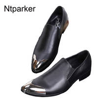 ntparker Men's Shoes Pointed Toe British Style Black Men's Leather Dress Shoes Business zapatos de hombre, Big Sizes EU38-46! 2024 - buy cheap