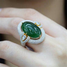 Роскошное кольцо с зеленым камнем для женщин, модное ювелирное изделие с белым кристаллом, проложить кольцо золотого цвета, обручальное кольцо для мужчин, Anillos Mujer S5X299 2024 - купить недорого
