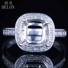 HELON Sterling Silver 925 Cushion Cut Pave Natural Diamonds Engagement Wedding Semi Mount Ring Unique Trendy Fine Jewelry 2024 - buy cheap