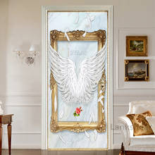 European Style Door Sticker 3D Stereo Angel Wings Feathers Wallpaper Living Room Luxury Door Poster Pvc Self-Adhesive 3D Sticker 2024 - buy cheap