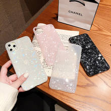 Glossy Marble Case For iPhone 12 mini 11 Pro Max X XS XR 6s 7 8 Plus SE 2020 Bling Shell Epoxy Silicon Glitter Soft TPU Cover 2024 - купить недорого