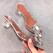 Transparent Heel Women Sandals 4CM High Heels Pointed Toe PVC Women Pumps Crystal Dress Shoes Woman Clear Heels Sandalias Mujer 2024 - buy cheap