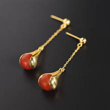DAIMI Baoshan Persimmon Red South Red Agate Earrings Women's Natural 925 Sterling Silver Tassel Earrings 2024 - buy cheap