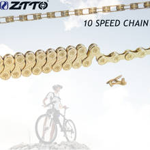 ZTTO MTB 10-скоростная цепь с золотым покрытием для велосипеда, шоссейный велосипед, горный велосипед 10 S Golden Link, совместимая с любым 10-скоростным групповым комплектом 10 в 116L 2024 - купить недорого